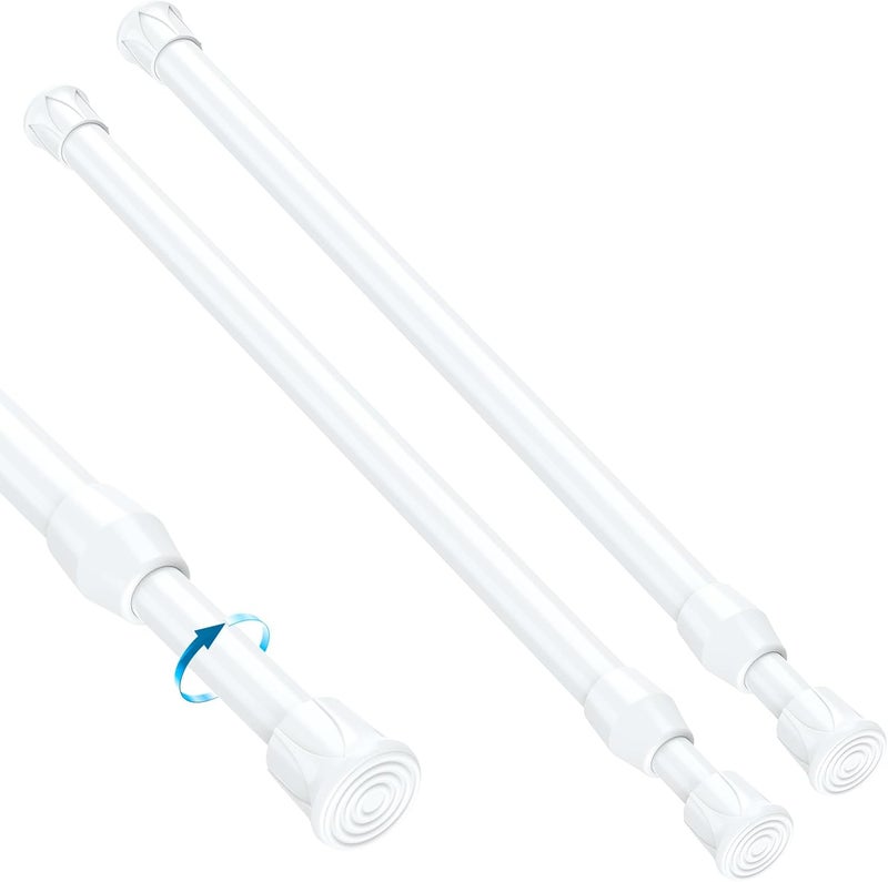 MEXAU 2PCS Small Tension Curtain Rod 28 to 48 Inch,White Short Curtain Rods No Drilling,Loaded Expandable Spring Curtain Rods for Kitchen,Closet,Cupboard,Door,Bookshelf - Image 1